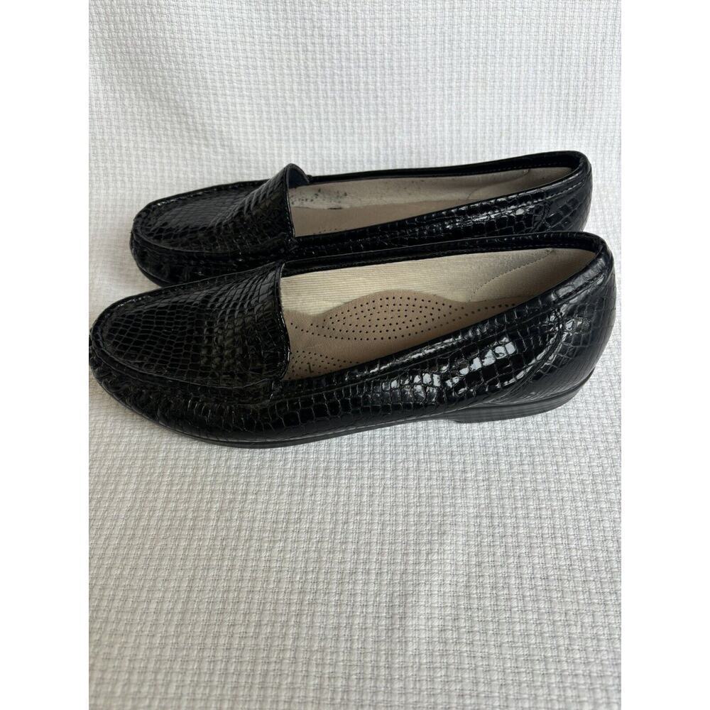 SAS Simplify Black Croc Embossed Patent Leather Loafer Comfort Women's 9.5 M - Picture 3 of 7